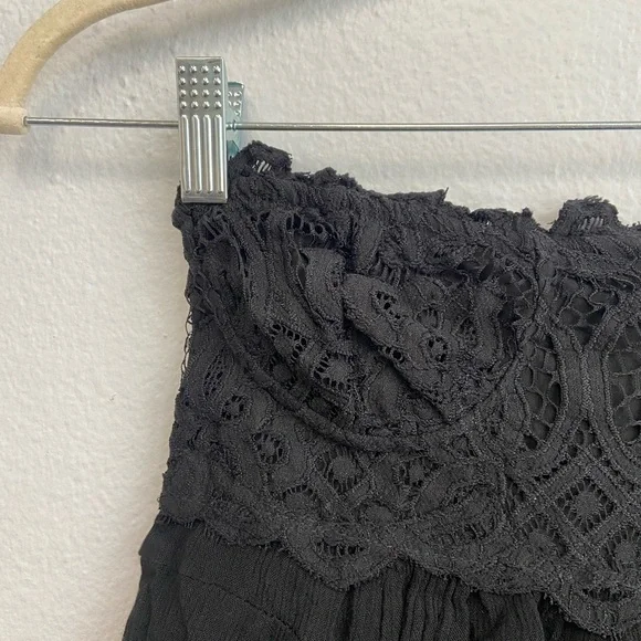 New Free People Adella Lace Tiered Corset Tube Top in Black Size XS - Picture 5 of 13
